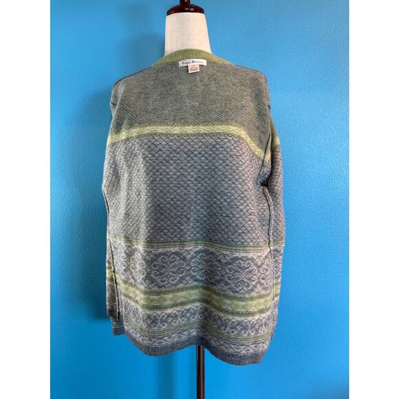 Susan Bristol Nordic Cardigan Sweater Jacket 100% Wool Metal Clasp Fair Isle M - Picture 6 of 7
